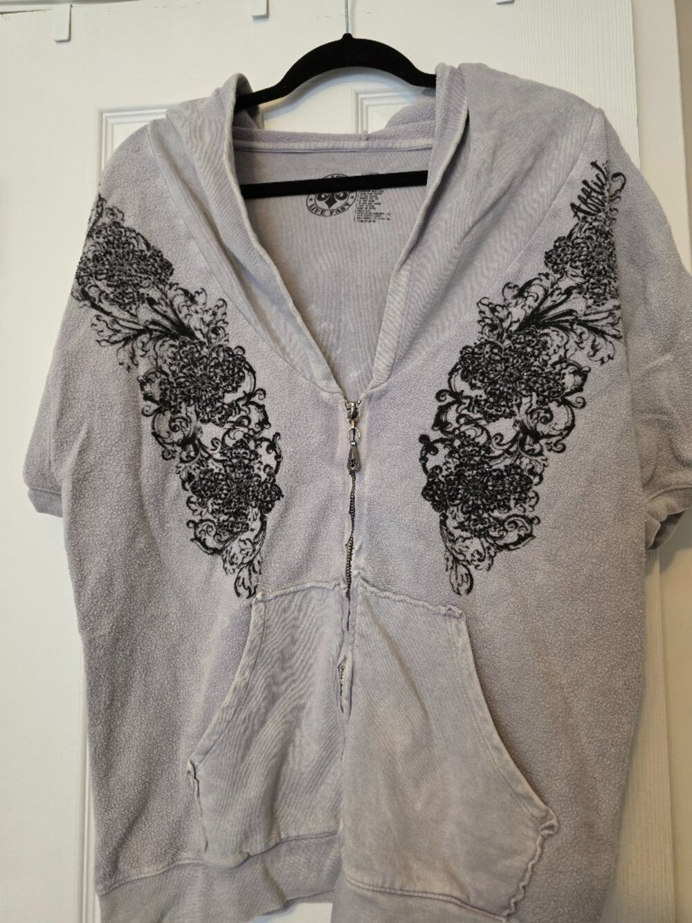 Affliction short sleeve zip hoodie